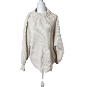 Aerie Oversized Chunky Ribbed Sweater Womens M Cream Sweater